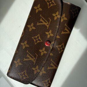 Louis Vuitton Emilie Wallet, Monogram w Red Interior AUTHENTIC